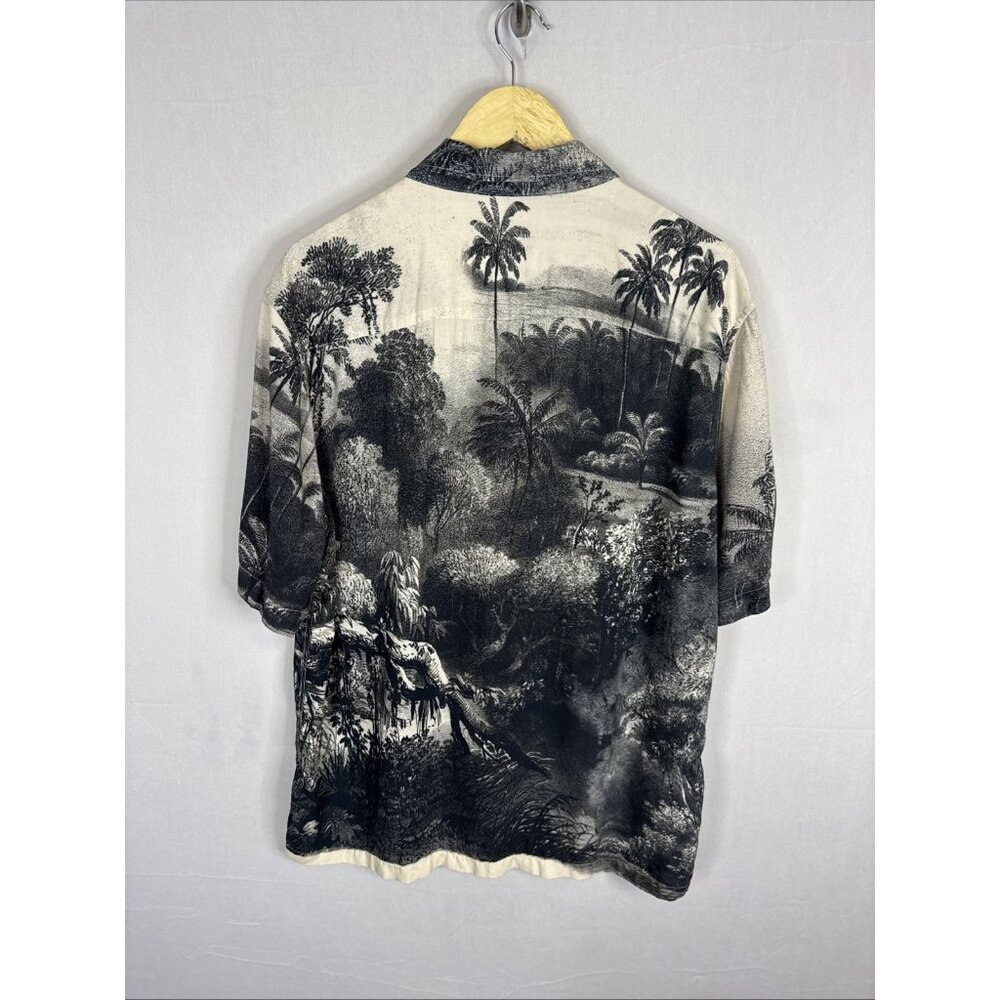 Strellson Shirt Mens M Black White Scenic Print Short Sleeve Designer - Picture 3 of 6